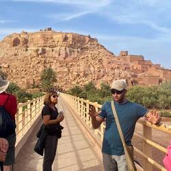 Crossing the bridge to the old section of Ait Ben Haddou