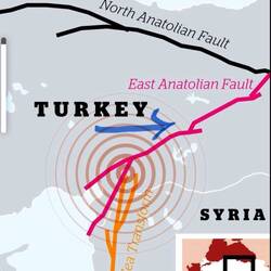 One of the epicentres. Plus our approx trajectory in blue