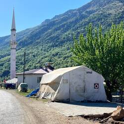 Refugee tents abound