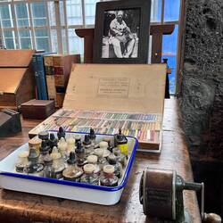 Diego Rivera studio space with his paints