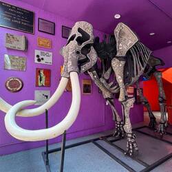 Elephant skeleton covered with tiny beadwork