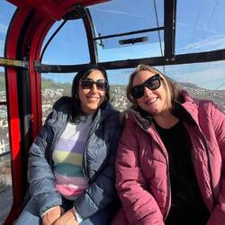 In the gondola climbing the Swiss Alps