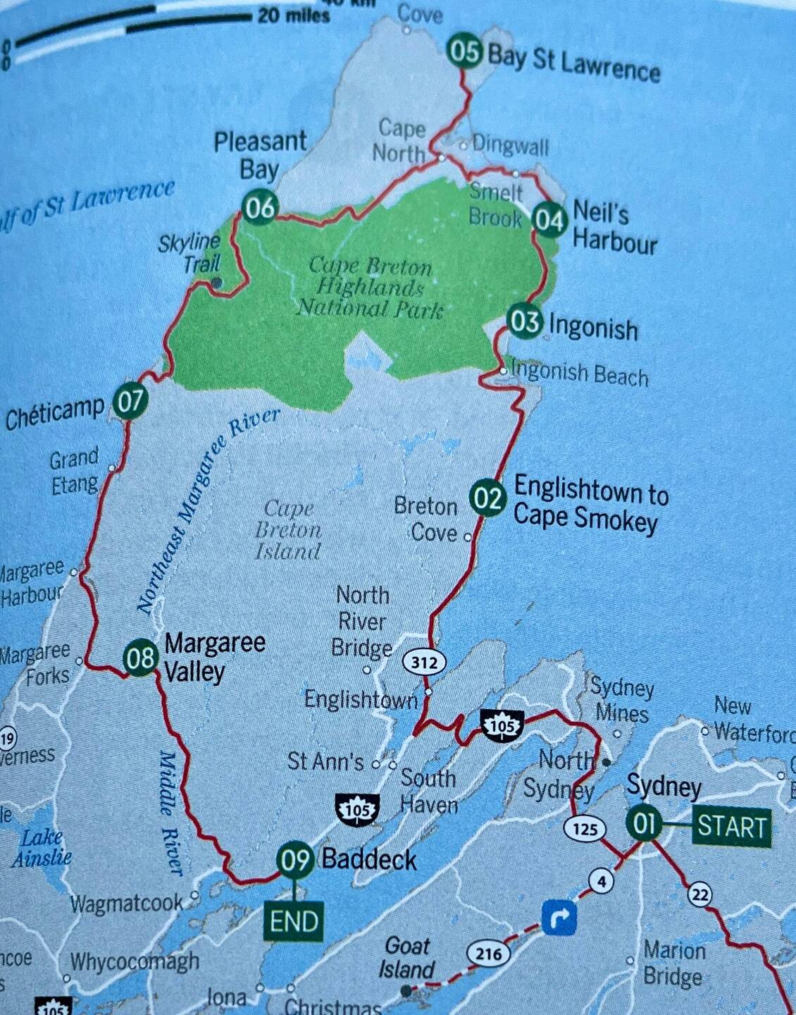Cabot Trail, Nova Scotia from our guide book