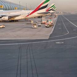 Emirates planes all lined up