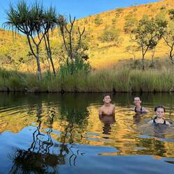 Cooling off in the creek at Waggubun campground