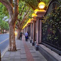 Outside the hotel