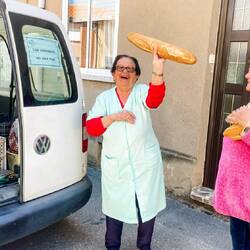 No Amazon delivery trucks here...when a white van pulls up and honks, it means "fresh bread!"