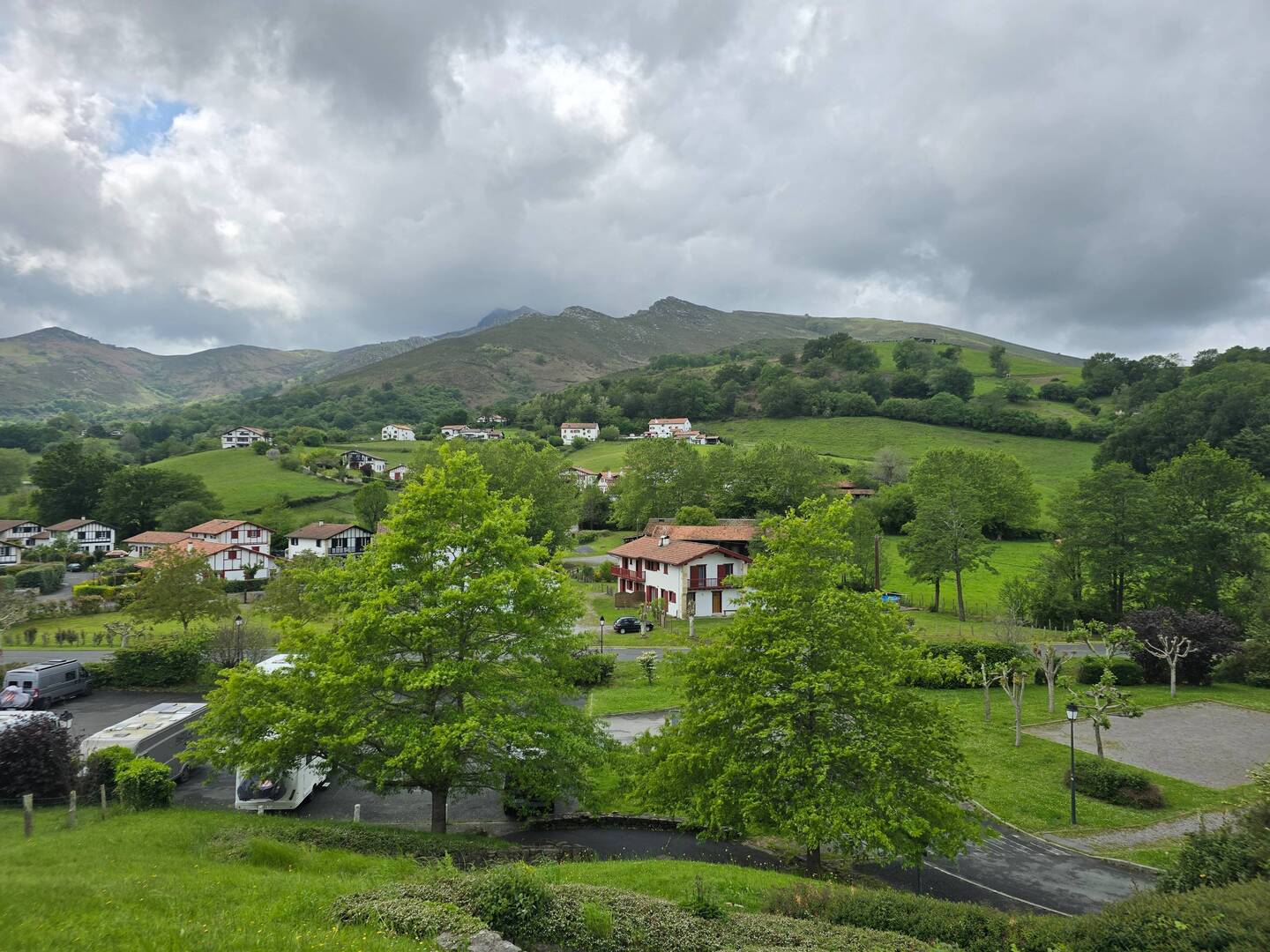 Beautiful views over pyrenees mountains from the village