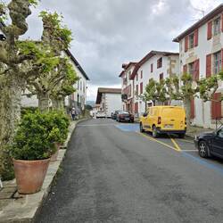 One of the few streets leading to the village square