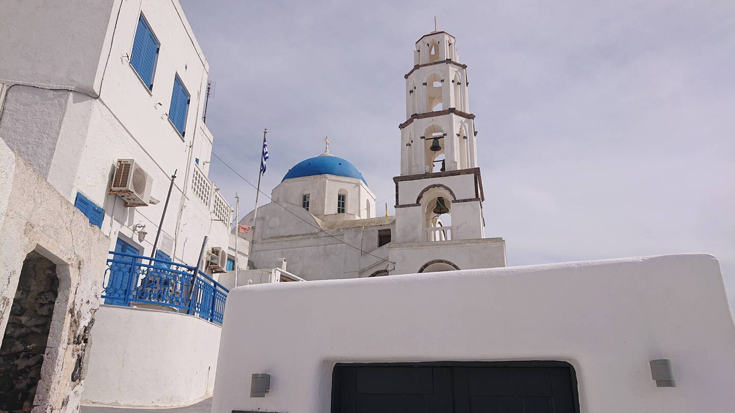 Blinding - the white buildings and blue domes of Santorini