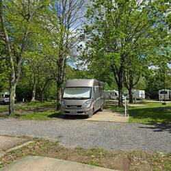 Very pleasant Motorhome parkup next to village walls, got busy later (French bank holiday)