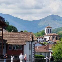 Views of the pyrenees from the walled village