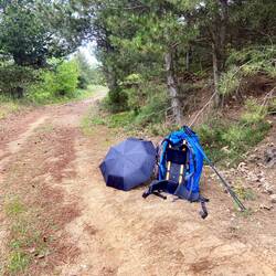 während einer kurzen Pause an einer geschützten Stelle