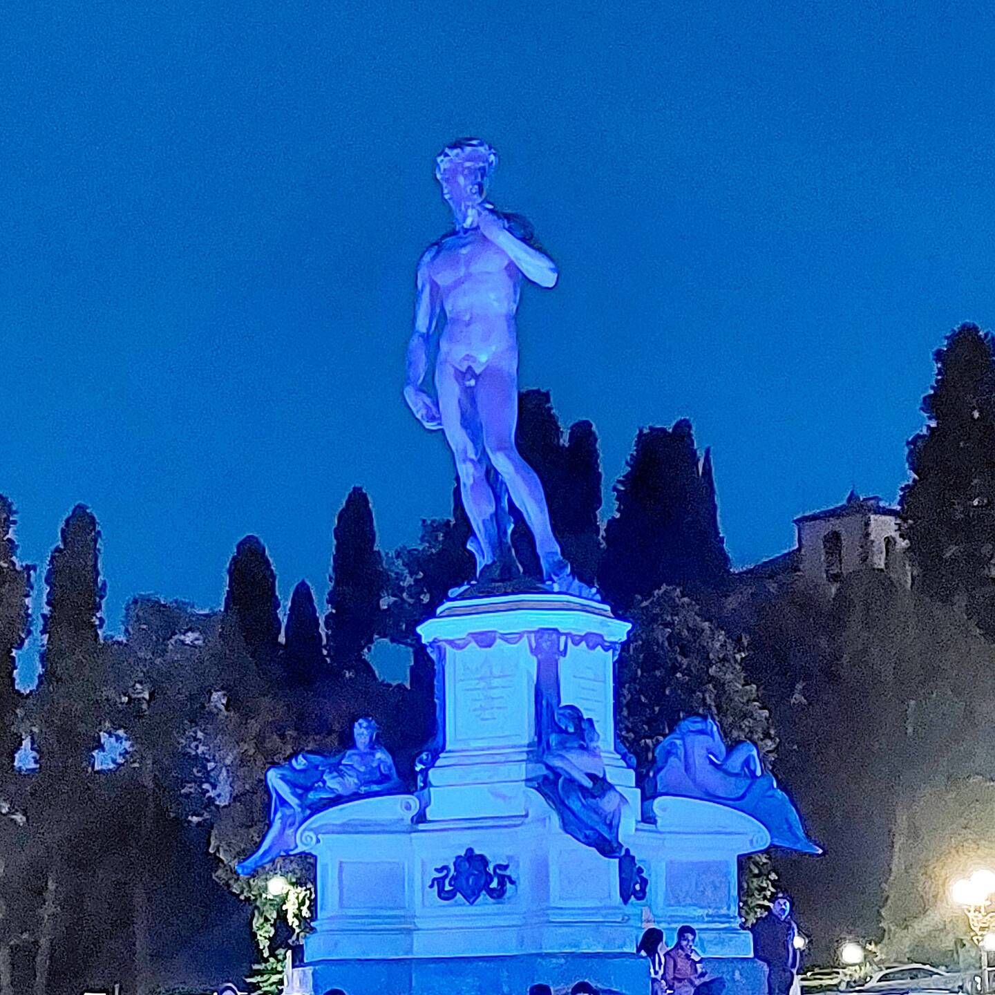 The Bronze Statue of David above the City of Florence
