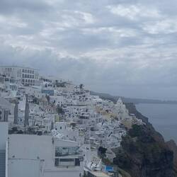 View at Fira, see the other white towns that look a bit like snow.