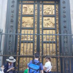 Golden doors depicting the story of Christ and John the Baptist
