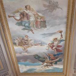 Artwork of Michelangelo, Leonardo Da Vinci and Raphael adorn the walls and ceilings