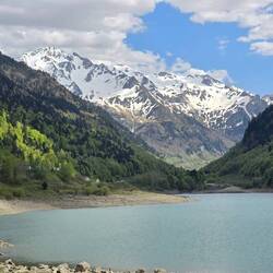 The lake feeds a hydroelectric dam