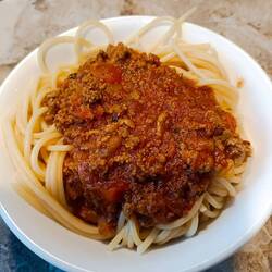 Erstes Essen im WoMo - Spaghetti Bolognese