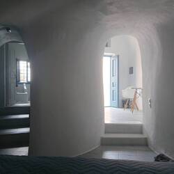 Inside our cave house at Oia on Santorini