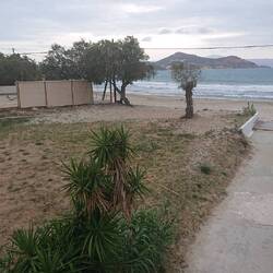 View from our terrace in Naxos this evening - so close to the beach