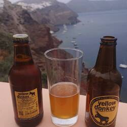 The local Santorini craft beer, Oia.