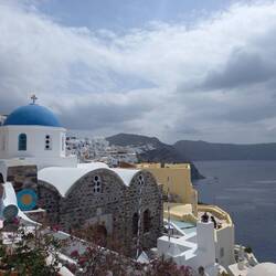 The views at Oia- white houses and blue domes