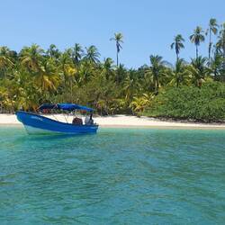 Blick auf Rancheria (Coibita)- an dem Strand essen wir Mittag.