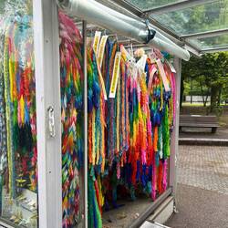 Origami crane chains.