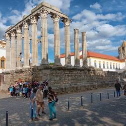 The remnants of a Roman temple in Evora