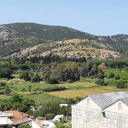 looking towards Ephesus from the castle. Walked from the left of the mound around the back to hotel.