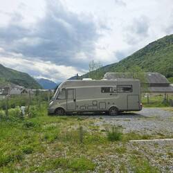 Motorhome Aire (camping car park) plenty of room, but needed a bit of weeding