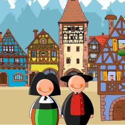 "Jeannala et Seppala", das haben wir heute gelernt, sind das Wahrzeichen des Elsass.