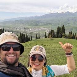 Nathan and Mei at the top of Skyhawk Mesa