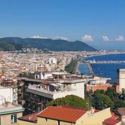 City of Salerno, lying on the Campania Coast and surrounded by the Apennine Mountains