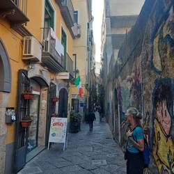 Cobblestone lane, beautiful murals along in memory of people offers mix of traditional n modernity