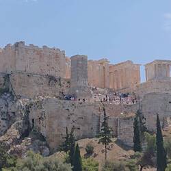 The Acropolis and The Pedestal of Agrippa from a rock below.