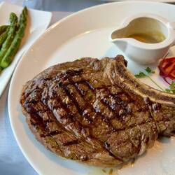 Dinner at Prime 7. Delicious dry aged bone-in ribeye steak