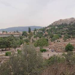 Ancient Agora from Temple of Hephaestus (Acropolis hill in background)