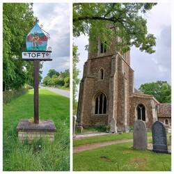 Toft; Village Sign / Parish Church of St Andrew