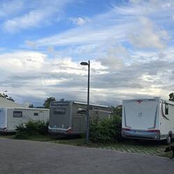 Dedicated motorhome parking and service point close to historic town centre