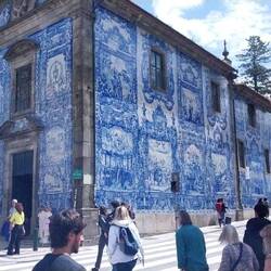 Traditional Portugese tiling, a few great examples around that are hard to appreciate on camera.