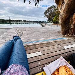 nice view with fish and chips 😋