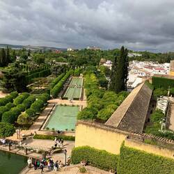 View down into the gardens