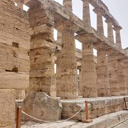 The columns made from sandstone blocks and fitted perfectly to heights above 20 feet