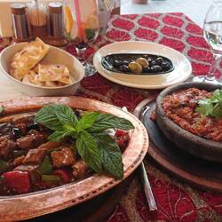 Sultans delight (sweet and sour lamb) and Mousaka meat for a late dinner