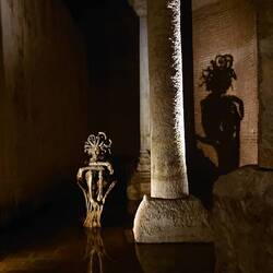 Medusa sculpture inside Basilica Cistern
