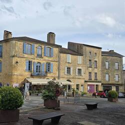 Shops and restaurants around the town square