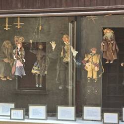 Scary marionettes for sale in one shop