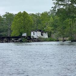 Albermarle and Chesapeake Railroad Bridge and building, or what's left of it.